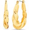 image:imageNautica 33 mm Twisted Oval Hoop Earrings for Women 14K Yellow Gold Plated Alloy