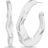 image:imageNautica 37 mm Wavy Hoop Earrings for Women Rhodium Plated Alloy