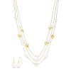 image:imageNautica Beaded Station Necklace Simulated Pearl Earring Set for Women Rhodium amp 14K Yellow Gold Plated Alloy 2126 Inches