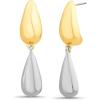 image:imageNautica Double Teardrop Dangle Earrings for Women Rhodium amp 14K Yellow Gold Plated Alloy