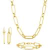 image:imageNautica Link Chain Necklace Earring Bracelet Set for Women 14K Yellow Gold Plated Alloy
