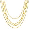 image:imageNautica Mirror Box Paper Clip Chain Necklace Set for Women 14K Yellow Gold Plated Alloy 1626 Inches