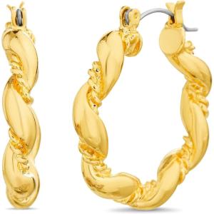 image:imageNautica 30 mm Wavy Hoop Earrings for Women 14K Yellow Gold Plated Alloy
