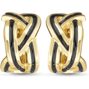 image:imageNautica Black Braided Clip On Earrings for Women 14K Yellow Gold Plated Alloy