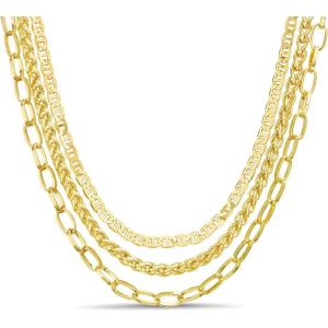 image:imageNautica Mariner Link Wheat Chain Necklace Set for Women 14K Yellow Gold Plated Alloy 14  20 Inches