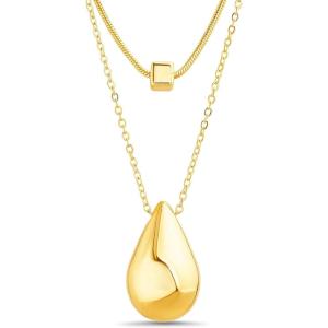 image:imageNautica Two Row Teardrop Necklace Set for Women 14K Yellow Gold Plated Alloy 1622 Inches