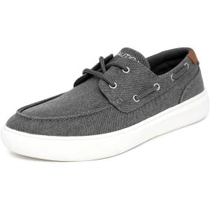 image:imageNautica Mens Boat Shoe Casual Loafers Comfort Sneaker  Walking Moccasin SlipOnLaceUpCharcoal Canvas