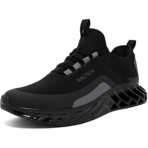 image:imageNautica Mens Casual Fashion Sneakers  Lightweight LaceUp Athletic Walking Shoes for Gym amp Tennis ComfortableBlack Charcoalwyern