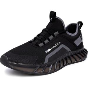 image:imageNautica Mens Casual Fashion Sneakers  Lightweight LaceUp Athletic Walking Shoes for Gym amp Tennis ComfortableBlackGrey