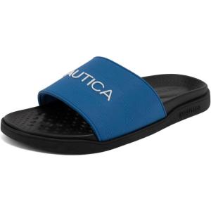 image:imageNautica Mens Open Toe Slide Sandals  Comfortable Indoor amp Outdoor Shower SlippersBlue Blackpierre