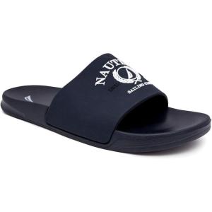 image:imageNautica Mens Open Toe Slide Sandals  Comfortable Indoor amp Outdoor Shower SlippersNavy White Porter