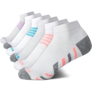 image:imageNautica Womens Quarter Socks  6 Pack Cushioned Athletic Performance Breathable Mesh Womens Ankle Socks Sizes 410White Stripe