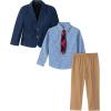 image:imageNautica Boys 4piece Suit Set with Dress Shirt Tie Jacket and PantsNavyKhaki