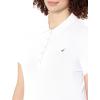 image:imageNautica Womens 5Button Short Sleeve Breathable 100 Cotton Polo ShirtBright White