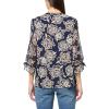 image:imageNautica Womens 5Button Short Sleeve Breathable 100 Cotton Polo ShirtNight Sky Blue Multi