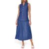 image:imageNautica Womens Button Front Long Sleeve Roll Tab ShirtMedium Azure