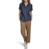 image:imageNautica Womens Button Front Short Sleeve Camp ShirtDark Azure