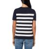 image:imageNautica Womens Crew Neck Stripe Short Sleeve SweaterSky Captain Ivory