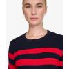 image:imageNautica Womens Crewneck Stripe Long Sleeve Crewneck SweaterNight Sky Regatta Red