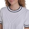image:imageNautica Womens Short Sleeve Cable Pullover Sweater with TippingBright White Multi