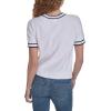 image:imageNautica Womens Short Sleeve Cable Pullover Sweater with TippingBright White Multi