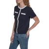 image:imageNautica Womens Short Sleeve Contrast Knit Pullover TopNight Sky Bright White
