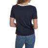 image:imageNautica Womens Short Sleeve Contrast Knit Pullover TopNight Sky Bright White