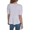 image:imageNautica Womens Short Sleeve Peplum Solid Bow Detail TopBright White