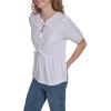 image:imageNautica Womens Short Sleeve Peplum Solid Bow Detail TopBright White
