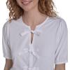 image:imageNautica Womens Short Sleeve Peplum Solid Bow Detail TopBright White