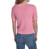 image:imageNautica Womens Short Sleeve Striped Pullover Sweater with TippingEnglish RoseWhite