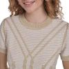image:imageNautica Womens Short Sleeve Striped Pullover Sweater with TippingNight Sky Bright White