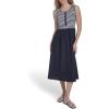 image:imageNautica Womens Sleeveless Midi Mixed Media Striped DressNight Sky Bright White
