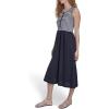 image:imageNautica Womens Sleeveless Midi Mixed Media Striped DressNight Sky Bright White