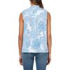 image:imageNautica Womens Sleeveless Pintuck Ruffle Neck Tile Print ShirtIvory Multi