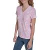image:imageNautica Womens Solid VNeck Short Sleeve TShirtEnglish Rose Multi