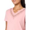 image:imageNautica Womens V Neck Solid Short Sleeve Shirt with LaceBridal Rose