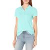 image:imageNautica Womens 5Button Short Sleeve Breathable 100 Cotton Polo ShirtAruba Blue