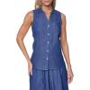 image:imageNautica Womens Button Front Long Sleeve Roll Tab ShirtMedium Azure