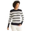 image:imageNautica Womens Crewneck Stripe Long Sleeve Crewneck SweaterNight SkyIvory