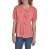 image:imageNautica Womens Short Sleeve Peplum Solid Bow Detail TopPeony