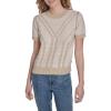 image:imageNautica Womens Short Sleeve Striped Pullover Sweater with TippingNight Sky Bright White