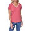 image:imageNautica Womens Solid VNeck Short Sleeve TShirtMineral Red