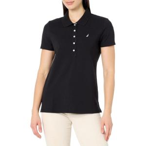 image:imageNautica Womens 5Button Short Sleeve Breathable 100 Cotton Polo ShirtBlack