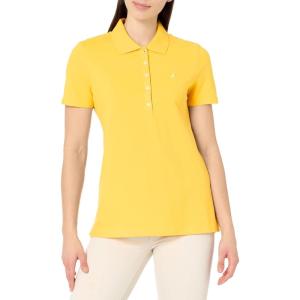 image:imageNautica Womens 5Button Short Sleeve Breathable 100 Cotton Polo ShirtDaffodil