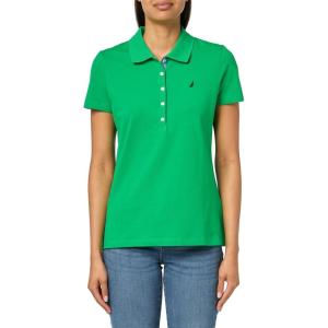 image:imageNautica Womens 5Button Short Sleeve Breathable 100 Cotton Polo ShirtFern