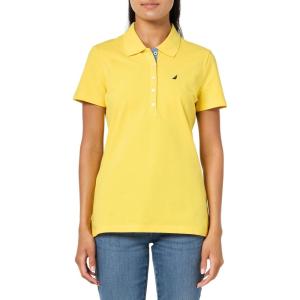 image:imageNautica Womens 5Button Short Sleeve Breathable 100 Cotton Polo ShirtLemon Zest