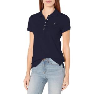 image:imageNautica Womens 5Button Short Sleeve Breathable 100 Cotton Polo ShirtNavy