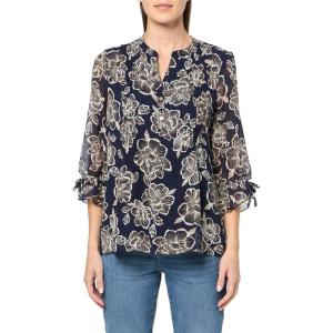 image:imageNautica Womens 5Button Short Sleeve Breathable 100 Cotton Polo ShirtNight Sky Blue Multi