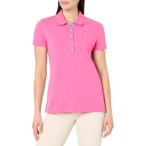 image:imageNautica Womens 5Button Short Sleeve Breathable 100 Cotton Polo ShirtSangria Sunset
